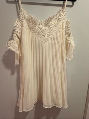 New Revival - Pleated Lace Cold-Shoulder Women's Top/Dress, Small